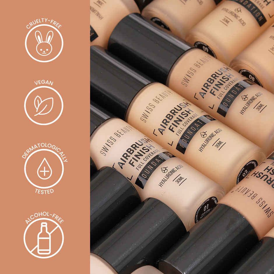 Swiss Beauty Airbrush Finish Full Coverage Foundation - Shell White