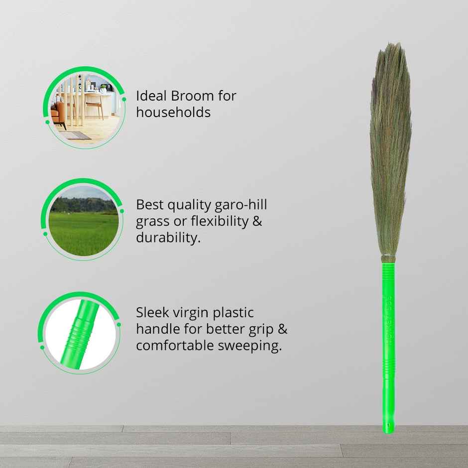 Monkey 555 Regular Grass Broom | Natural Grass Broom Combo