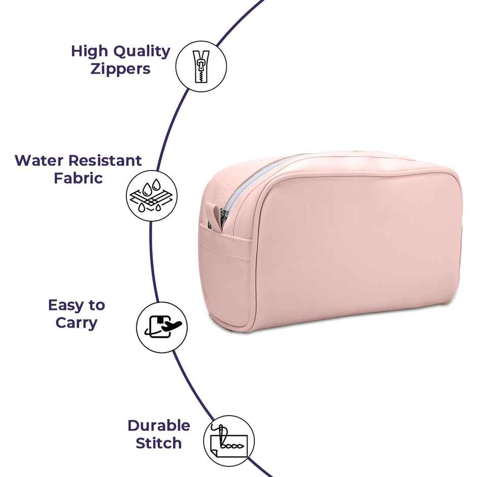 Sanfe Prolume Travel Pouch Essentials Bag Makeup Organiser Toiletry Kit For Travelling | Pink