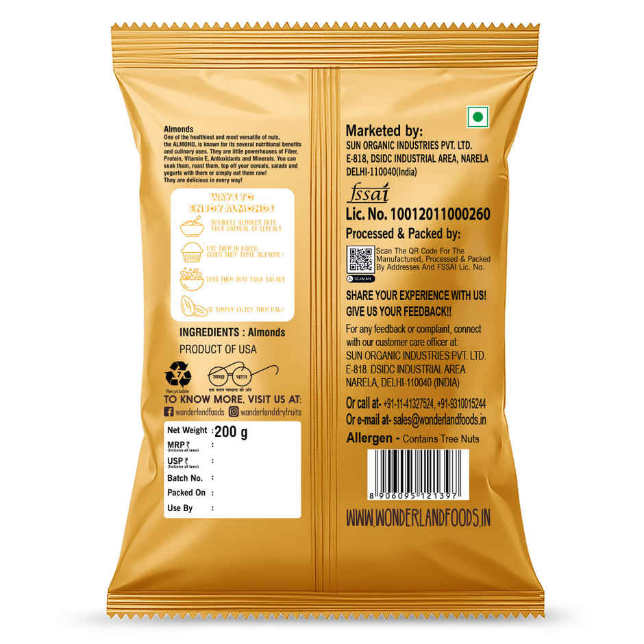 Wonderland Foods Vrat California Almond
