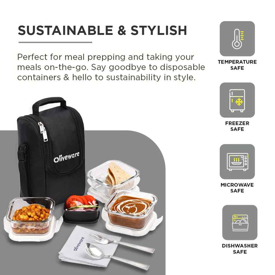 Oliveware Executive Glassware Lunchbox Set Of 3 320 ml Black