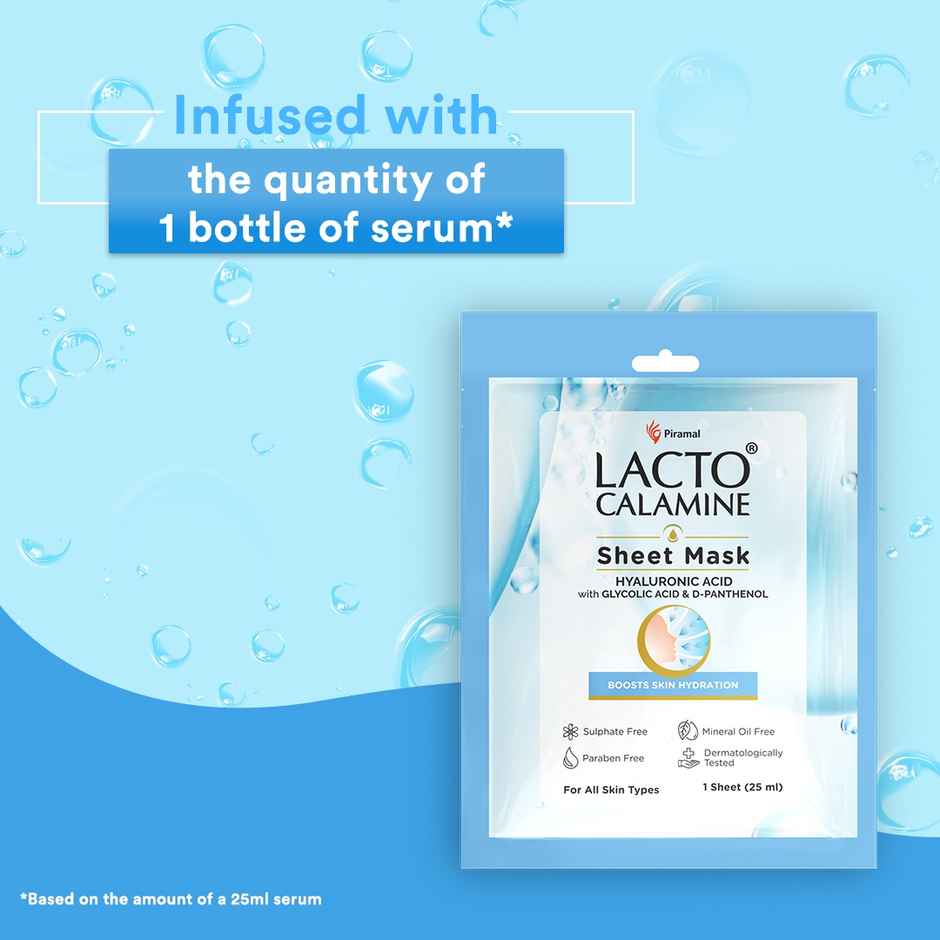 Lacto Calamine Hyaluronic Acid Face Sheet Mask for Intense Hydration, Refreshing, Plumpy & Dewy Skin Combo