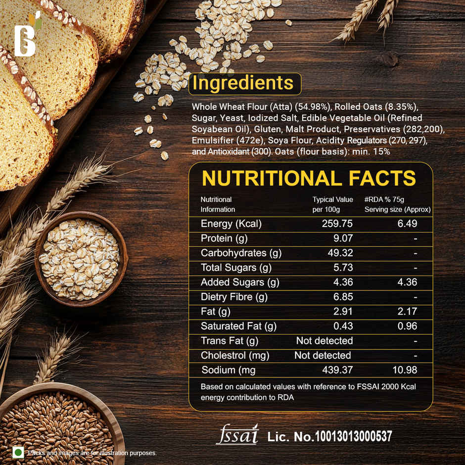 Baker's Loaf Fiber Source Oat-Meal No Palm Oil Bread by Harvest Gold