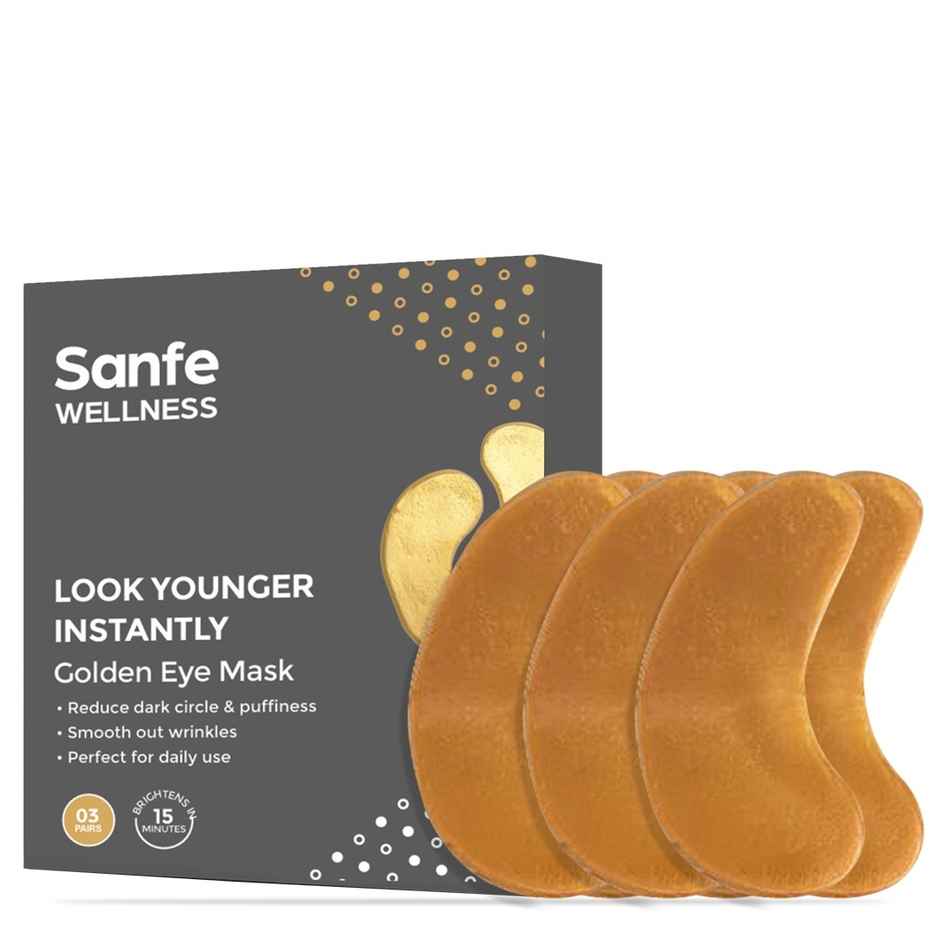 Sanfe Golden Eye Mask | 15 min treatment | Reduces dark circle, wrinkles, brightens | 3 Pairs