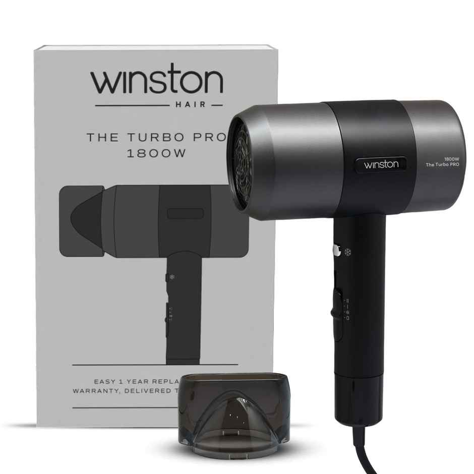 Winston Hair Dryer 1800W - Turbo Pro with Low Noise | Cool Shot & Overheat Protection - Black