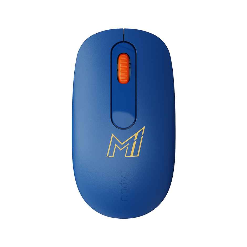 Rapoo N200 MI Ambidextrous Wired Mouse - Mumbai Indians Collab, 1000 DPI, Anti-Slip Frosted Cover, Plug & Play - Blue
