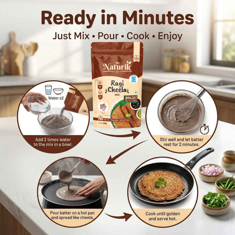 The Naturik Co Ragi High Protein Chilla Mix | Calcium Rich | Healthy Diet Breakfast