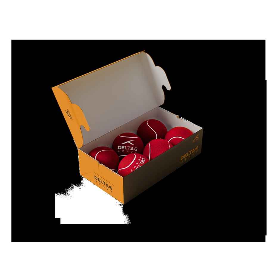 Hundred Delta 6 Heavy Cricket Tennis Balls | Red | Pack Of 6