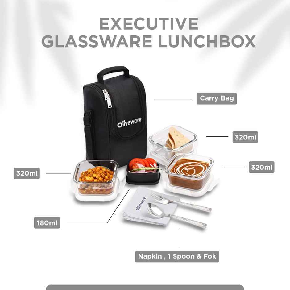 Oliveware Executive Glassware Lunchbox Set Of 3 320 ml Black
