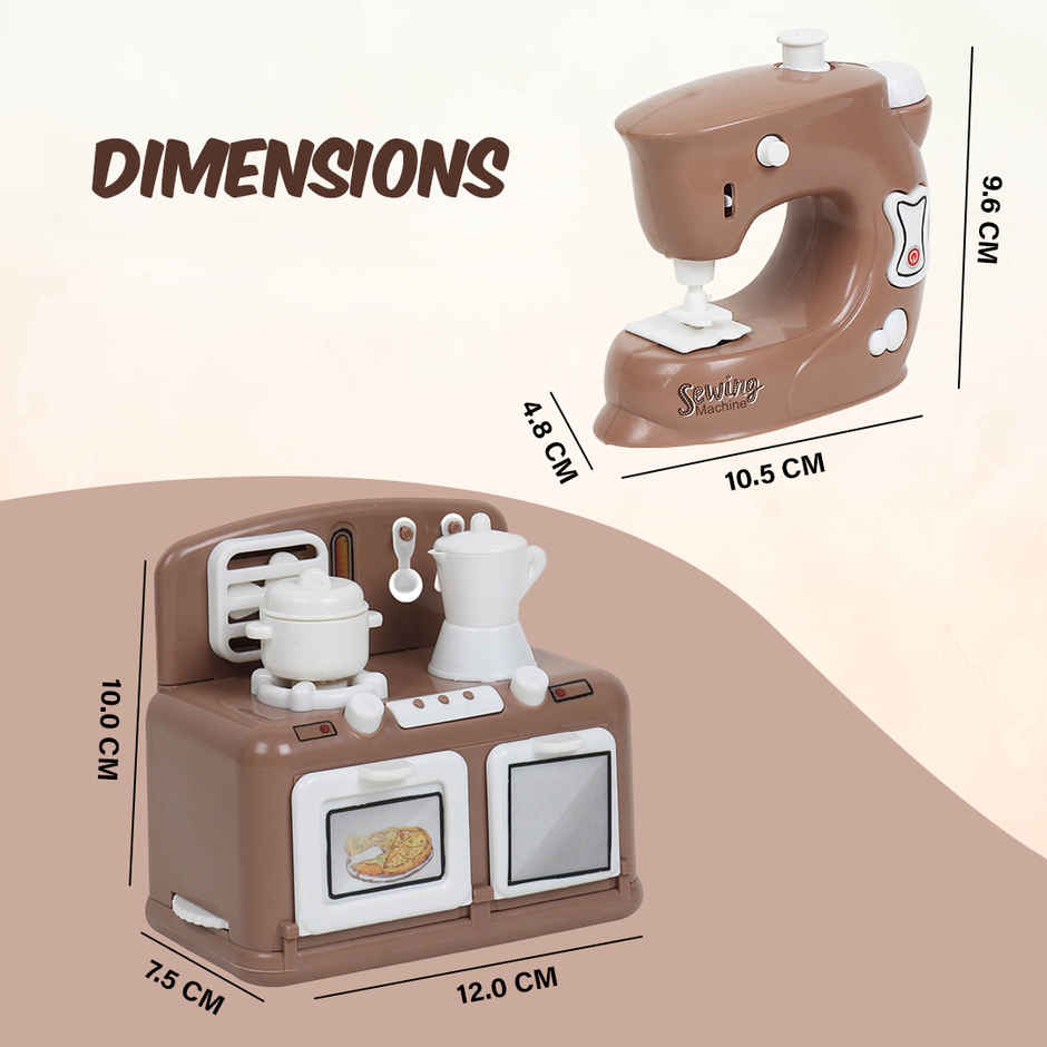 Anz Toy Brown Oven & Sewing Machine