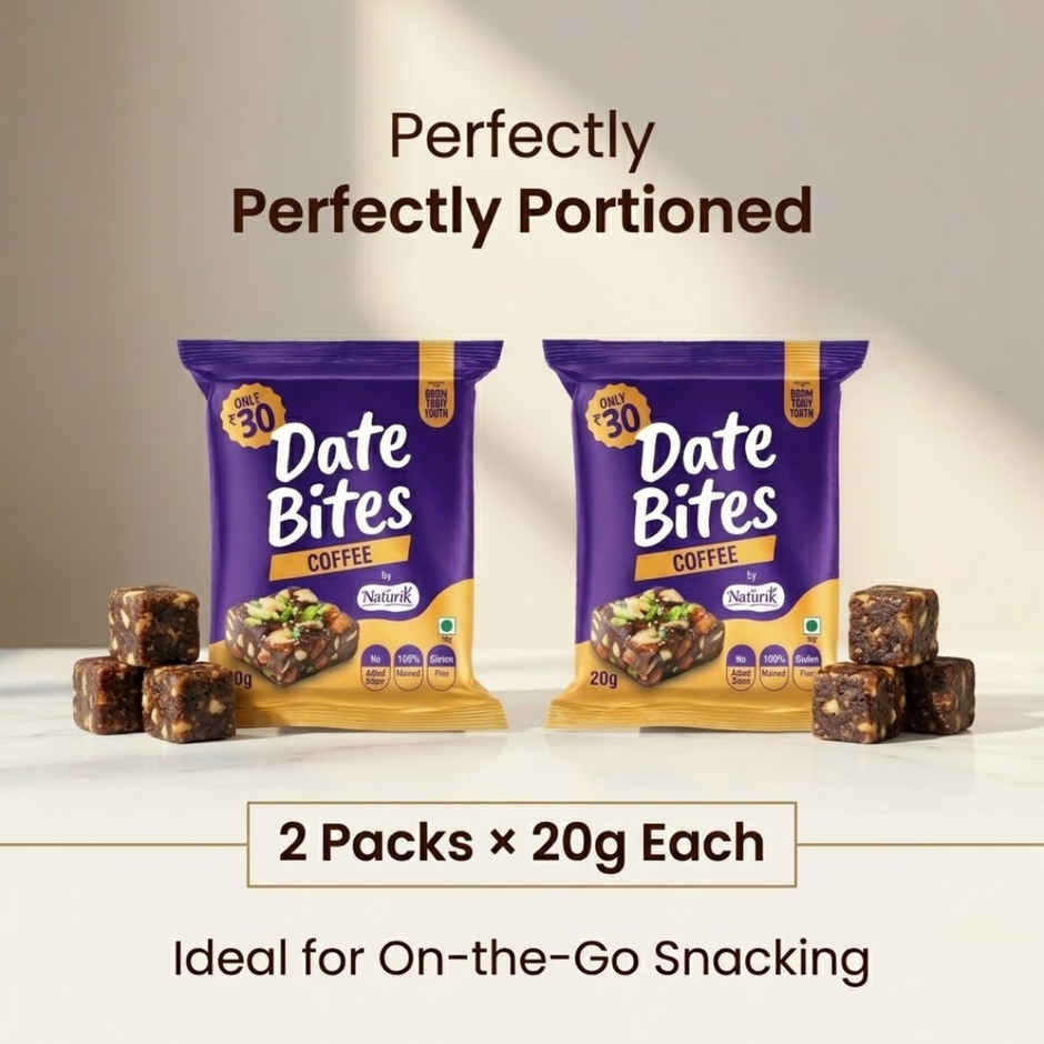 The Naturik Co Coffee Date Almond Bites | No Added Sugar | Healthy Snack for Energy