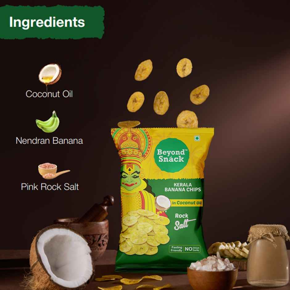 Beyond Snack Kerala Banana Chips - with Coconut Oil & Rock Salt Combo