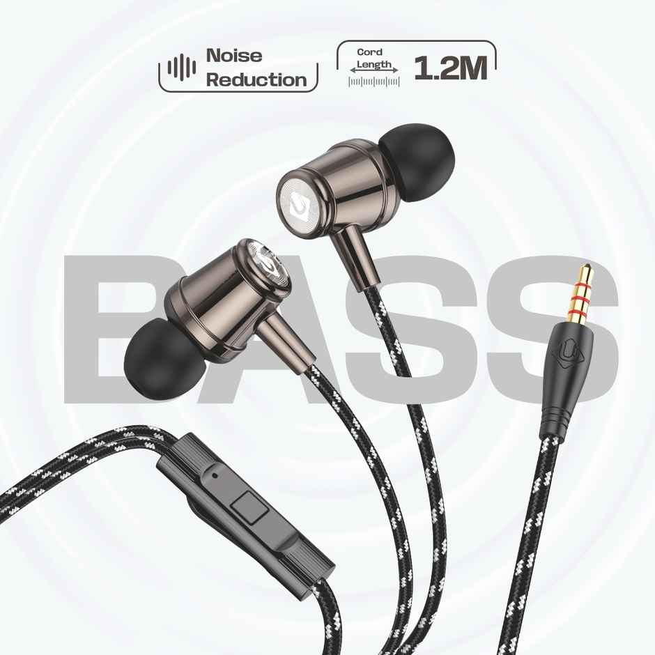 U&i Clash Wired Earphone with Magnet Buds | 1.2m Braided Cord | Brown