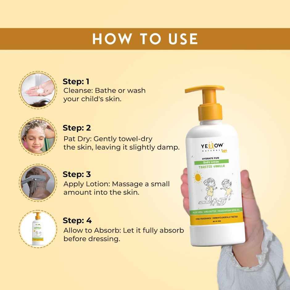 Yellow Naturals Hydrate Fun Body Lotion For Kids | 4-12 Years | Toasted Vanila