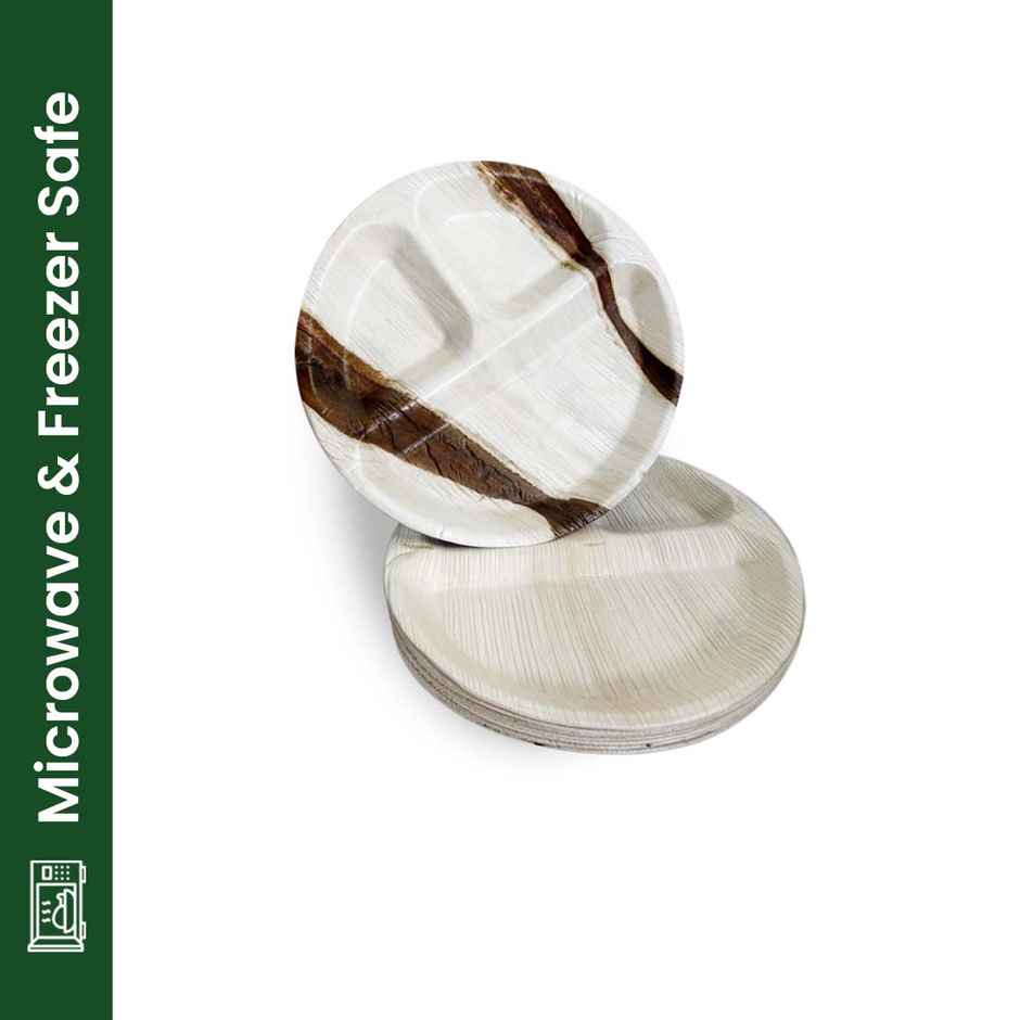 Premium Areca Palm Leaf Partition Plate | 10 inch | 10 pcs | Envome