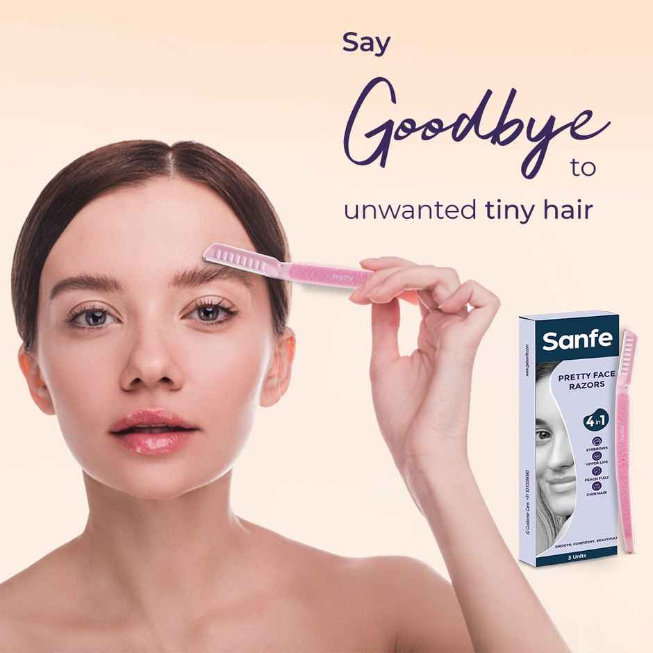 Sanfe Reusable Pretty Face & Eyebrow Razor For Women Painfree Facial Hair Removal Upper Lips Chin