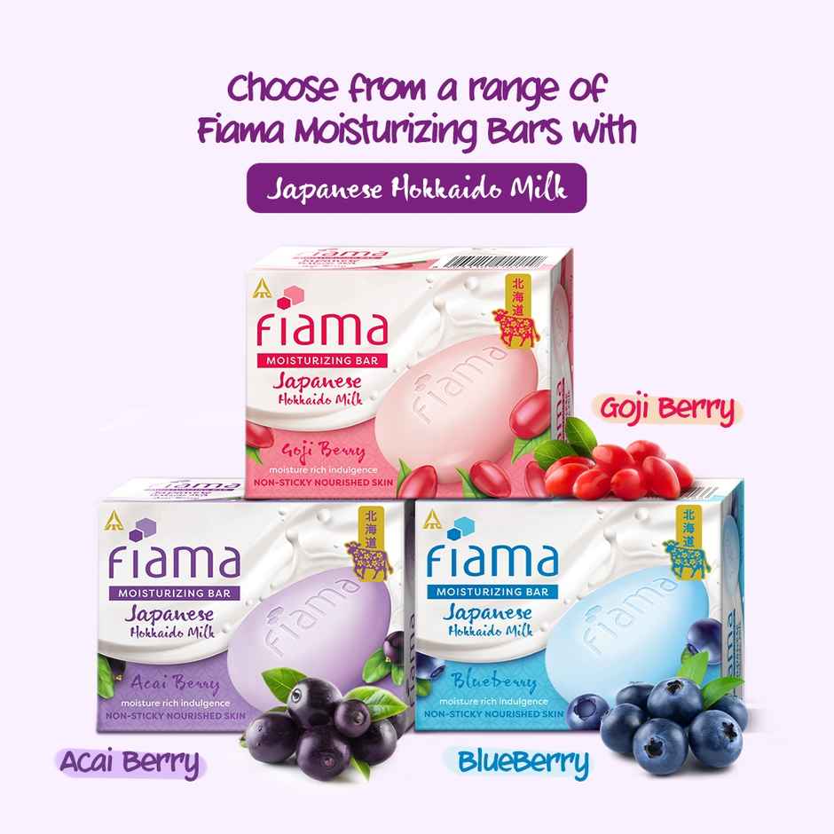 Fiama Moisturizing Soap Bar Japanese Hokkaido Milk & Acai Berry Non-Sticky Moisturization