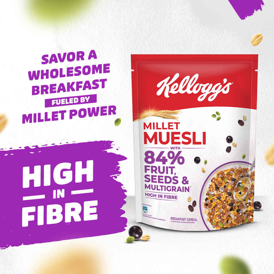 Kellogg's Millet Muesli with 84% Fruit, Seed & Multigrain | High in Fibre