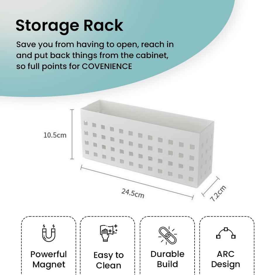 Cheston Magnetic Carbon Steel Shelf Rack with 5kg Capacity (24Dx7Wx10H cms )