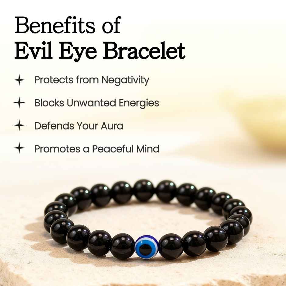 Astroyogi Evil Eye Bracelet | Black | Natural Gemstones | Pack of 1