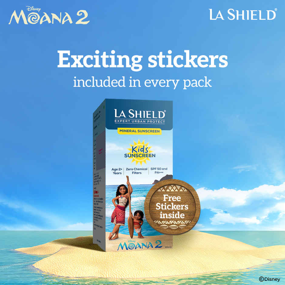 La Shield Disney Moana 2 Kids Sunscreen Spf 50 Pa+++ | 100% Mineral Sunscreen