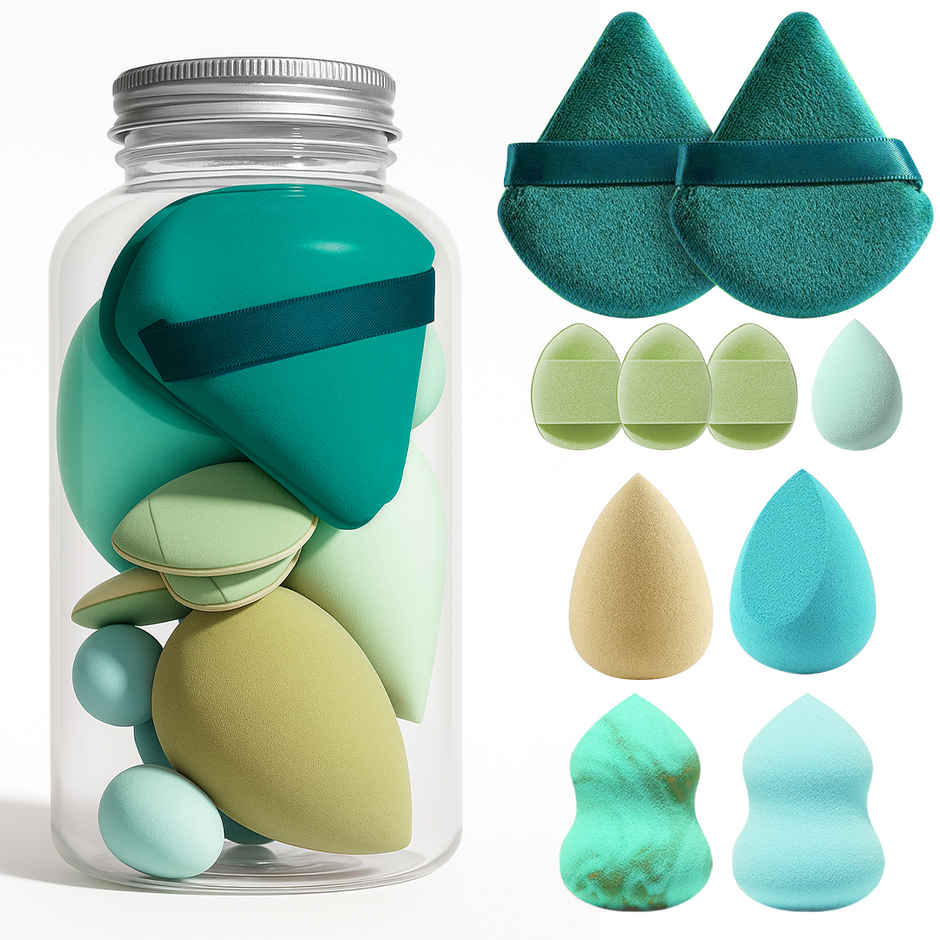 Gleva Reusable Beauty Blender Set with Jar, Foundation Concealer Makeup Sponges Puff for Women
