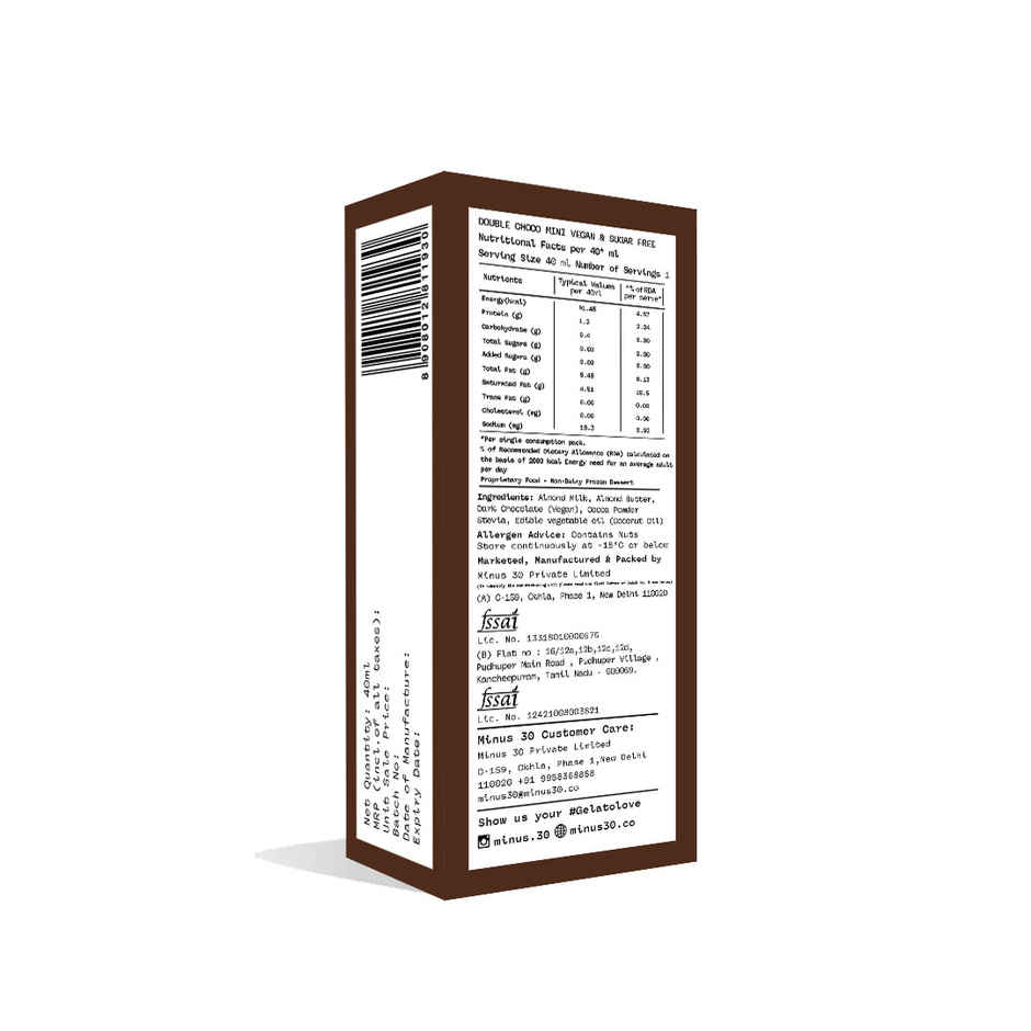 Minus Thirty Double Choc Mini Stick Vegan & Sugar Free