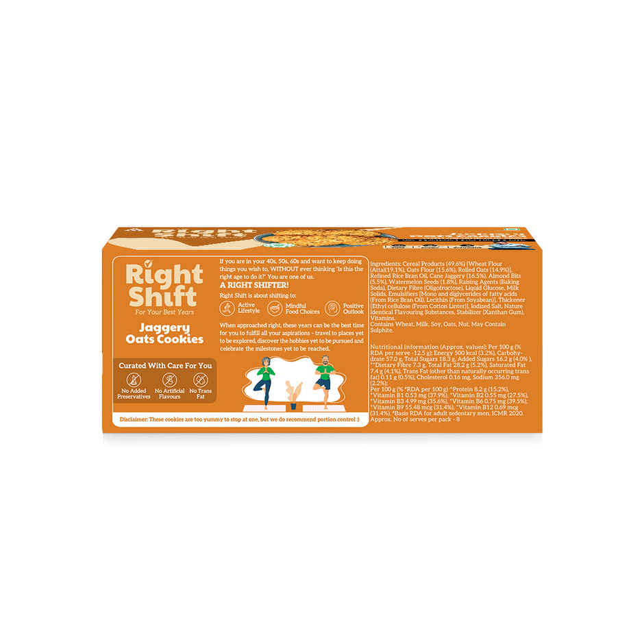 Right Shift Jaggery Oats 0% Maida Cookies | 0% Refined Sugar | With Nuts And Seeds