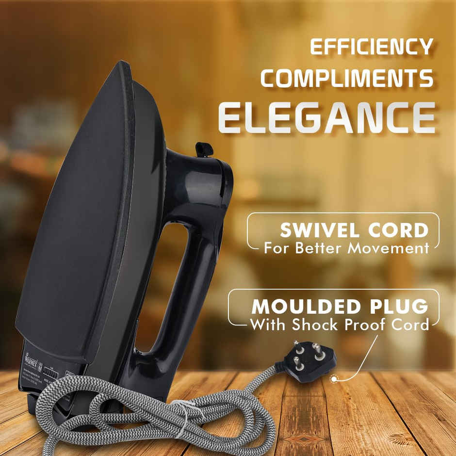 Warmex 1000 Watts Black Colour Electric Heavy Weight Dry Iron | Wcdi-999 | 1.45Kg Black