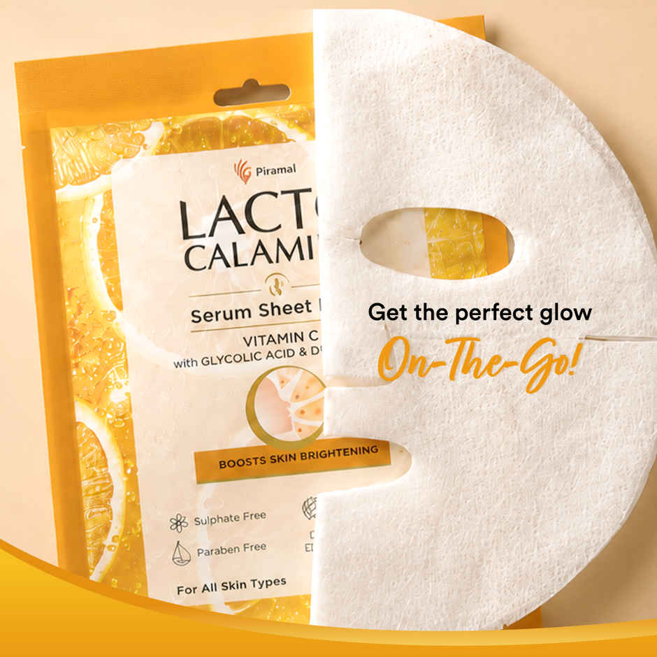 Lacto Calamine Vitamin C Face Sheet Mask with Antioxidant for Nourishing, Brightening & Glowing Skin Combo