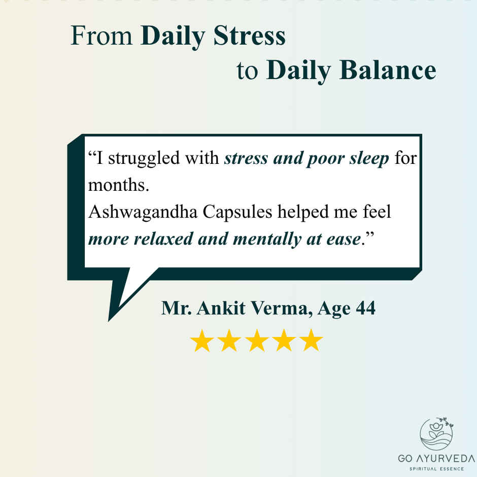 Go Ayurveda Dhanvantri Ashwagandha Capsules | Sleep & Immunity Support | No Added Sugar