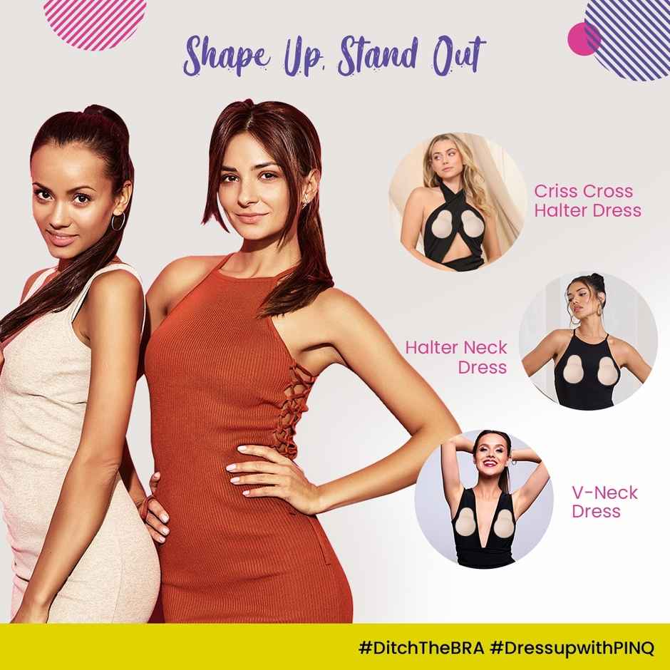 Pinq Polka Breast Lift Cups A-B Cup Size - Nude