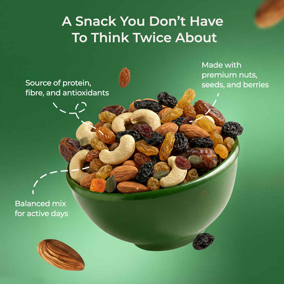 Khetika Trail Mix | 7 Superfoods in 1 Mix | Almonds, Cashews, Raisins, Berries & Seeds