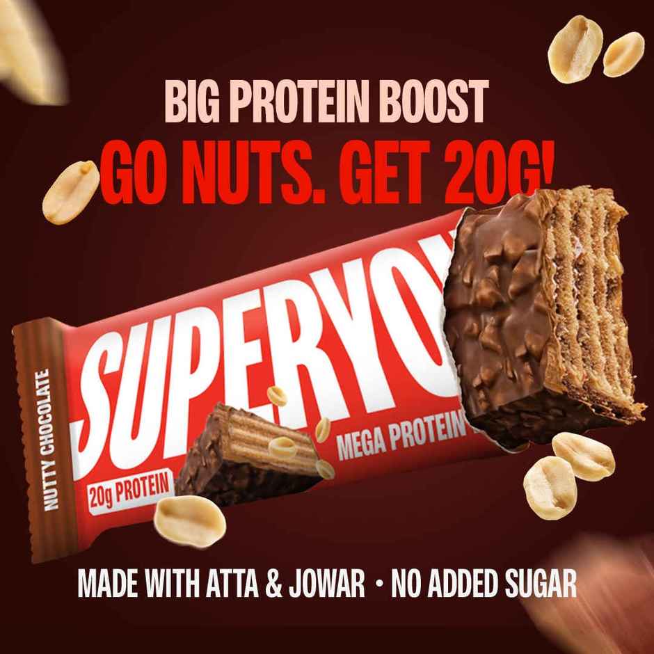 SuperYou 20g Protein Mega Wafer | Nutty Chocolate | Made With Atta & Jowar, No Added Sugar, No Palm Oil
