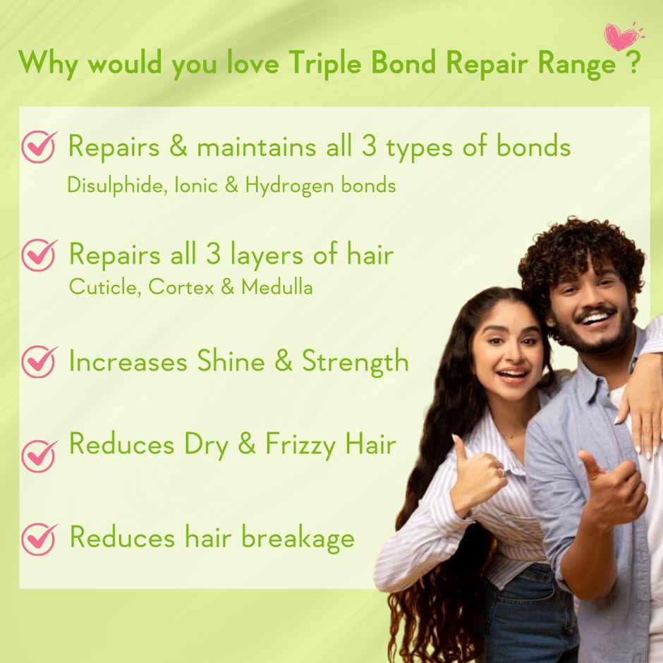 Wishcare Triple Bond Repair Shampoo (250ml) & Wishcare Triple Bond Repair Booster Serum With Amino Peptide Complex (100ml) Combo