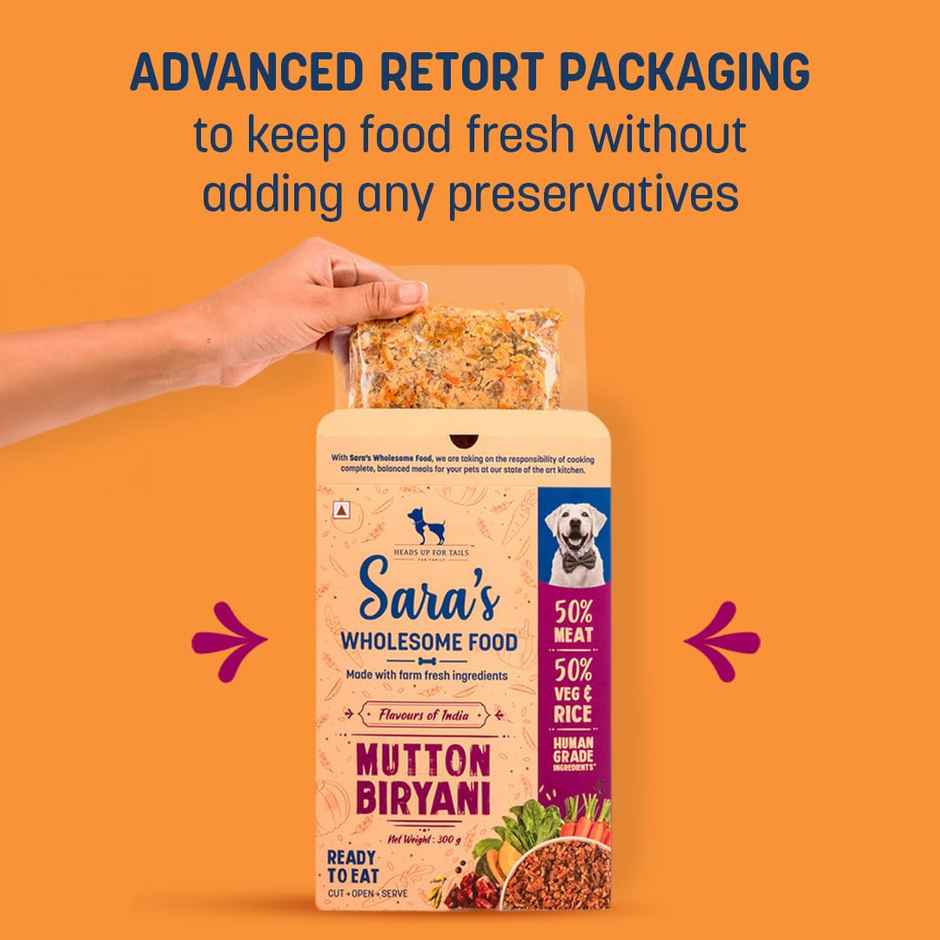 HUFT Sara's Wholesome Food Mutton Biryani Dog Food Pack