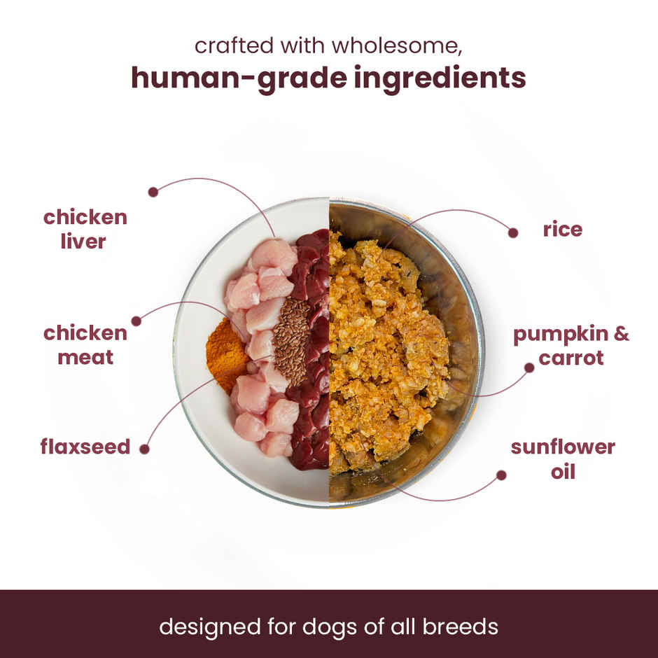 Nibblr By Nootie Fresh Chicken Biryani Wholesome Meal | Chicken Liver & Rice Dog Wet Food 300gm