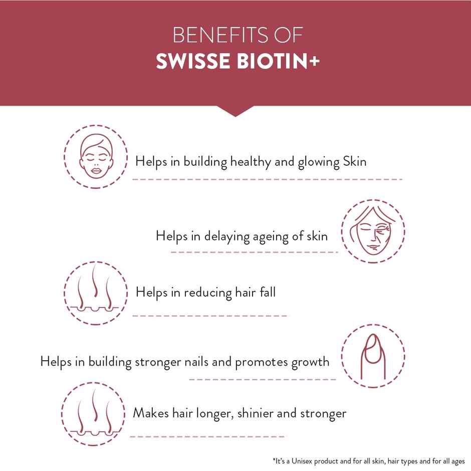 Swisse Biotin+ Boosts Keratin Levels, Reduce Hair Loss, Vitamin C For Healthy Hair, (30 Tablets)