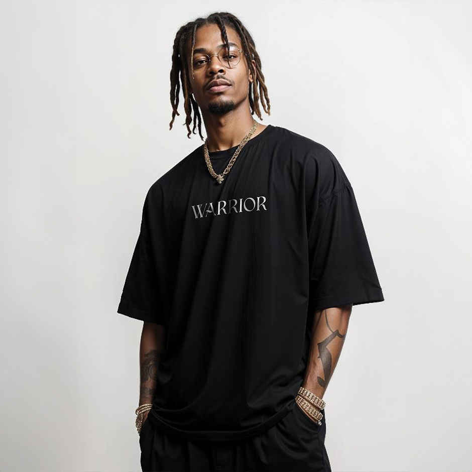 Mad Over Print Men's Warrior oversized T-shirt | Black - S