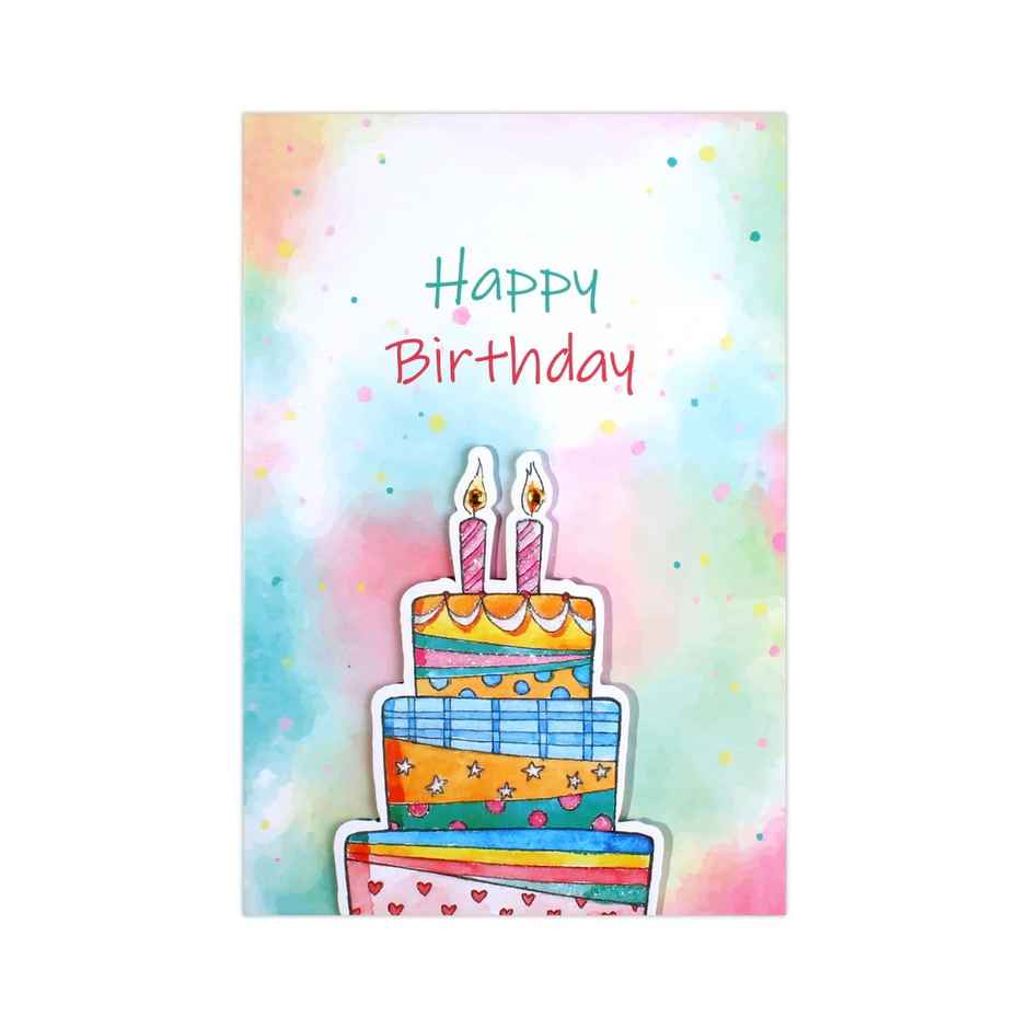 Itsy Bitsy Greeting Card & Envelope Birthday Cake 4 x 6 Inch 2 Pc Pb Lb