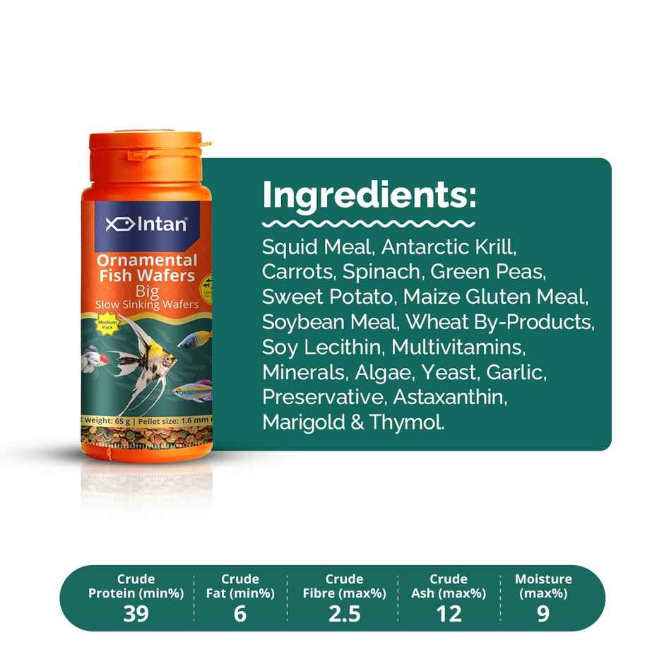 Intan Ornamental Fish Wafers - Fish FOOD for Angels | Gouramis | Goldfish | Barbs | Rainbows