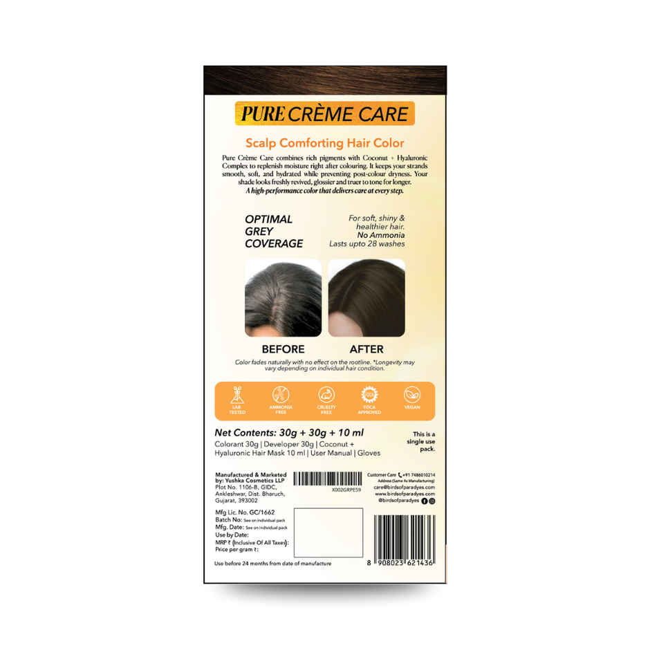 Paradyes Pure Creme Care No Ammonia Long Lasting Hair Color | Dark Brown 3.0