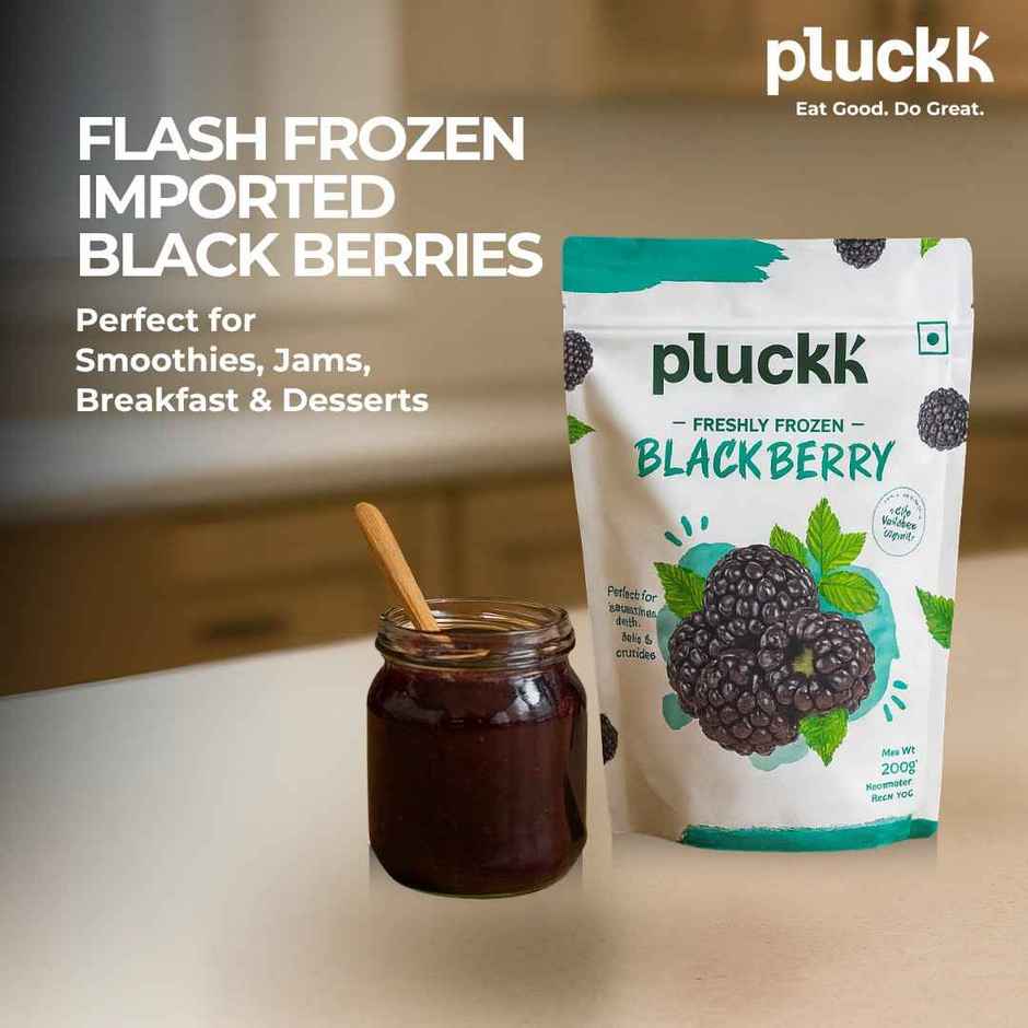 Pluckk Fresh Frozen Blackberry Natural No Added Sugar Non Gmo High Fiber Vitamin Rich Snack