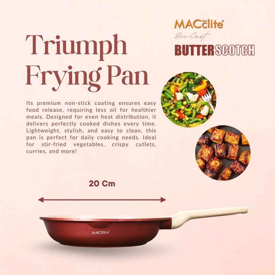 Macclite Non-Stick PDC Granite+ Induction Base Butter Scotch Triumph Frying Pan 20 cm
