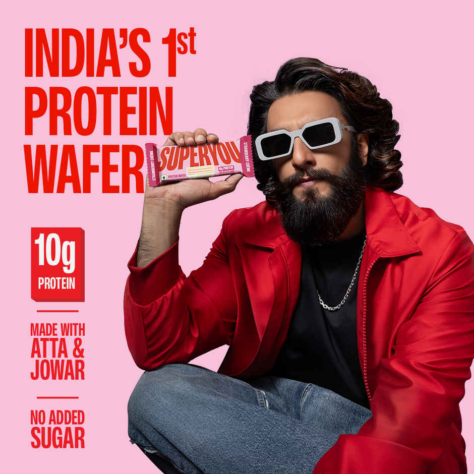 SuperYou 10g Protein Wafer Bar - Strawberry Creme (Made with Atta & Jowar. No Added Sugar.)