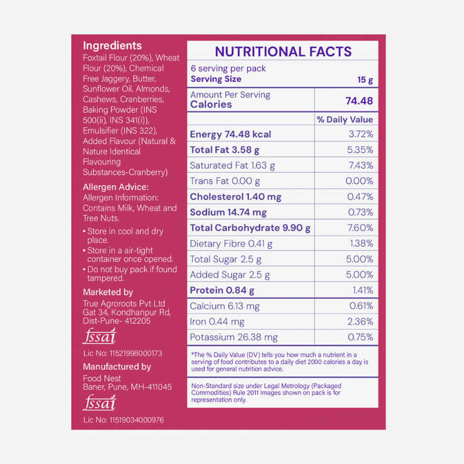 The Healthy Binge Millet Cookies Fruit n Nut
