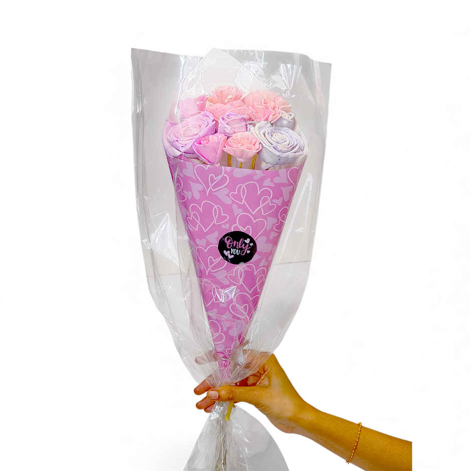 Rose and Lilac Love Flower Bouquet with Fragrance Spray | Ideal for Gifting | IRIS