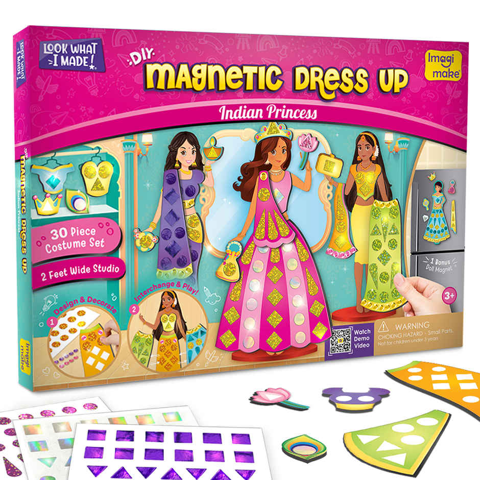 Imagimake Magnetic Dress-Up - Indian Princess | Pretend Play Toy | Birthday Gift for Girls