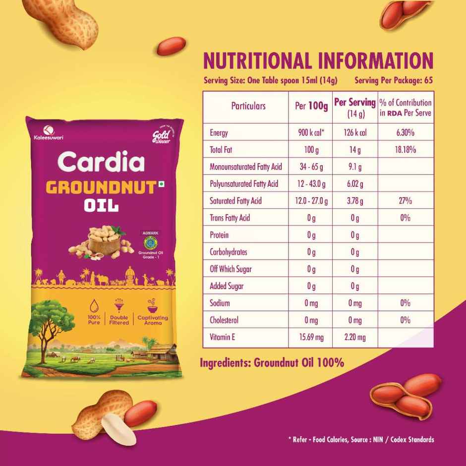 Cardia Filtered Groundnut Oil Standup | Pouch Combo