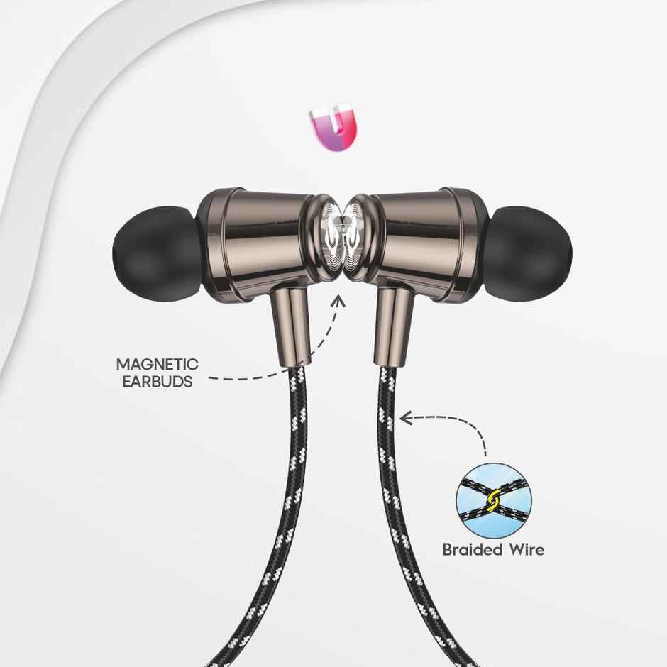 U&i Clash Wired Earphone with Magnet Buds | 1.2m Braided Cord | Brown